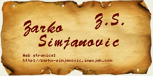 Žarko Simjanović vizit kartica